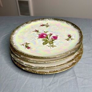 Unmarked Japanese Lusterware Set of 4 Salad Plates 7”
